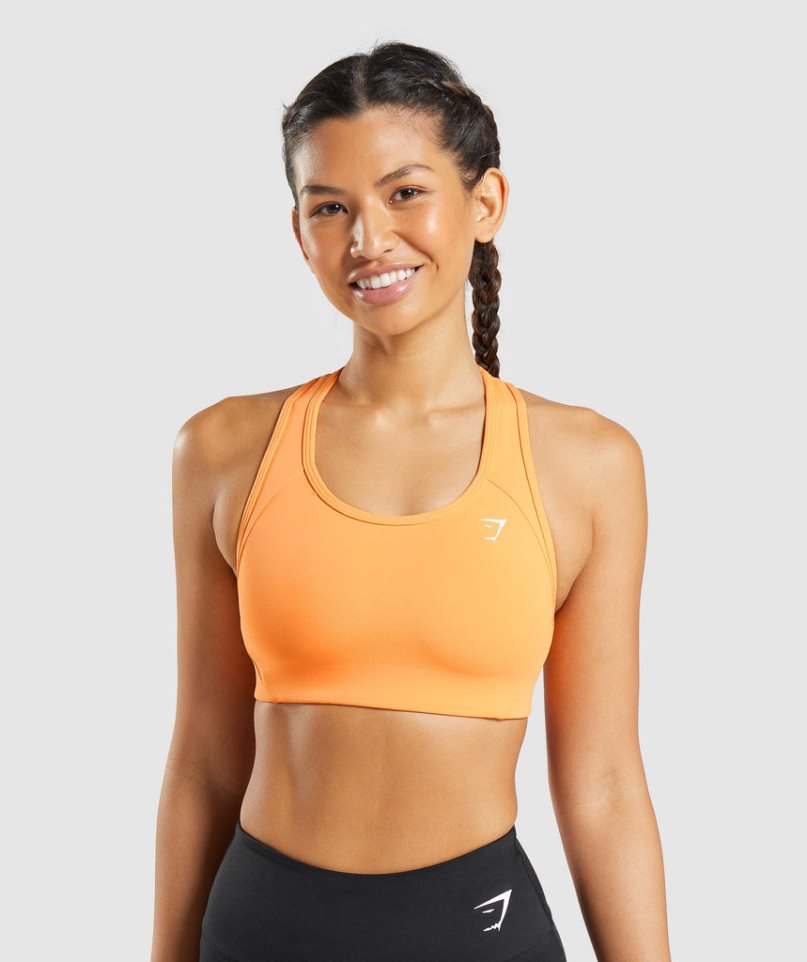 Women\'s Gymshark Essential Racer Back Sports Bra Orange | CA 1607N5